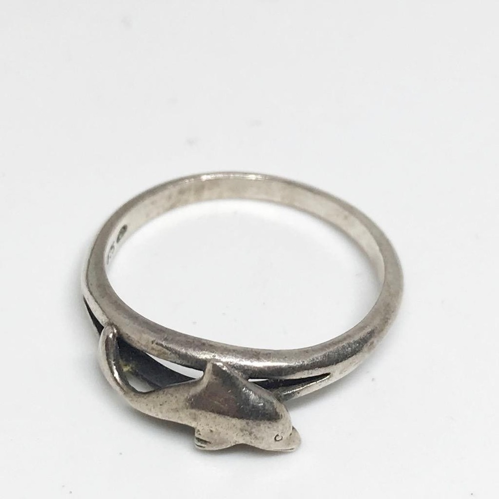 Vintage 925 Sterling Silver Dolphin Ring Size‎ 5.75 Ocean Nautical Band 1.9g